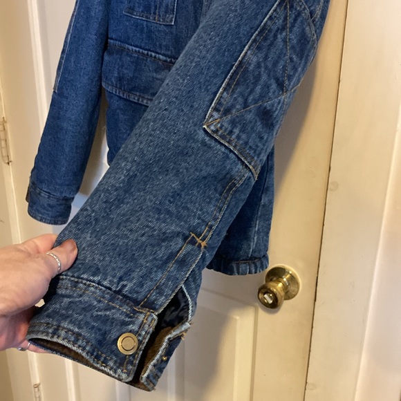 Wrangler Blue Denim Jacket with Brown Collar - Picture 3 of 13